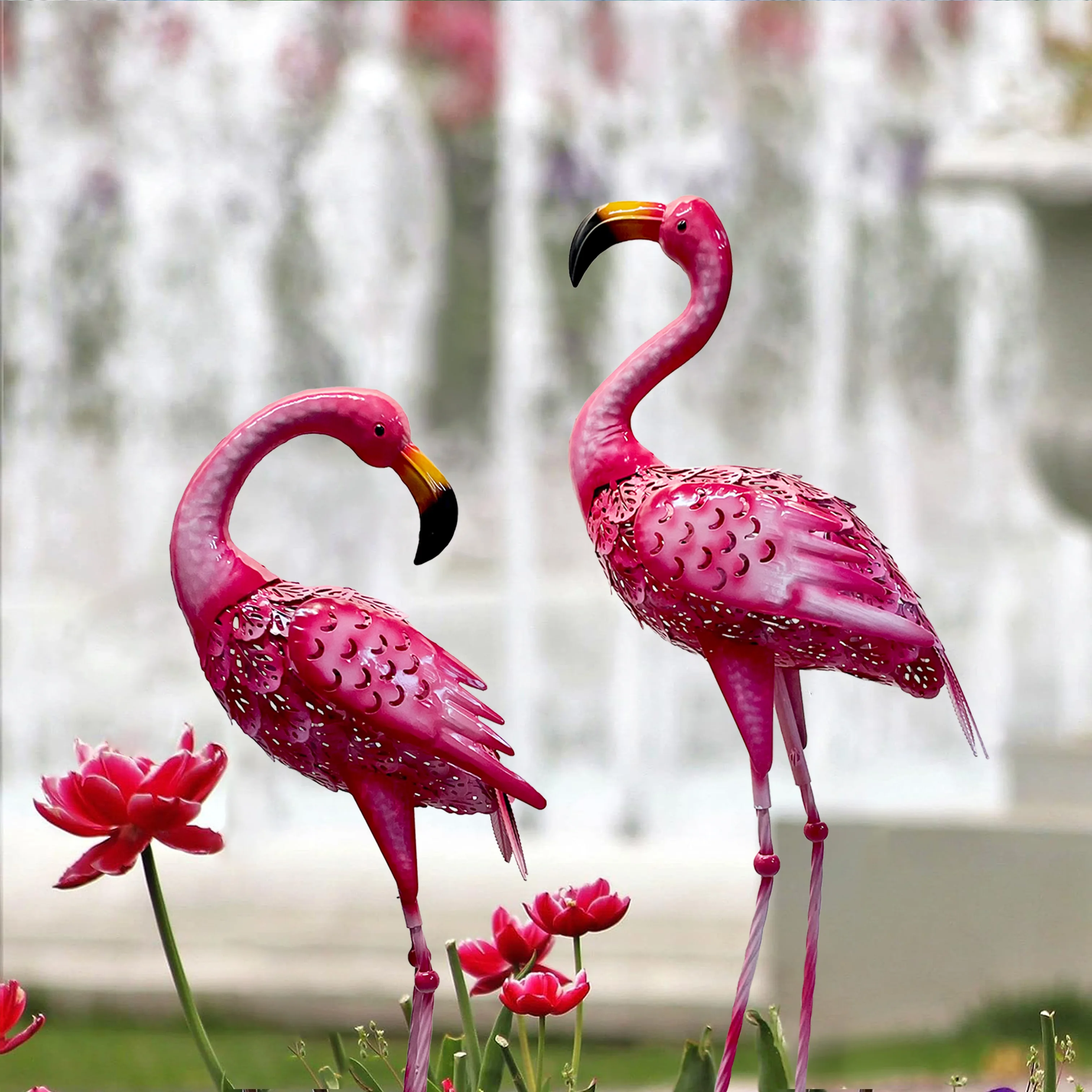 Garden Pink Flamingo Statue Outdoor, Courtyard Lawn Patio Ornament Outdoor Decoration - Unique Housewarming Gift