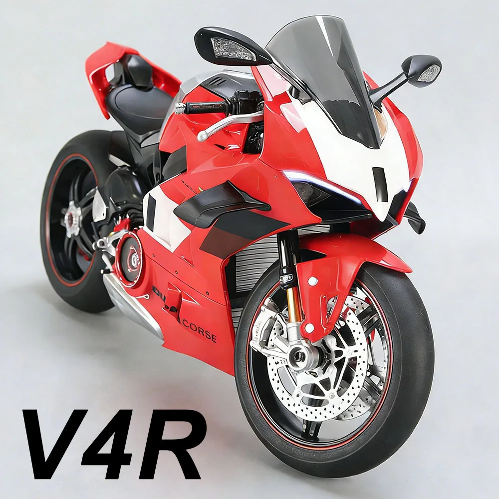 

Большая масштабная модель мотоцикла 1:7 V4 V4R V4S из литого сплава, с функцией распыления, рулевым управлением передним колесом и подсветкой, игрушка-модель автомобиля, подарок другу на праздник