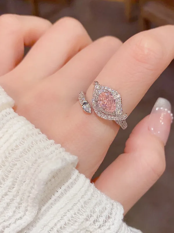 

Открытое кольцо в стиле ретро Faion Crystal Le, розовое открытое кольцо, универсальное индивидуальное женское кольцо с медным покрытием для различных случаев