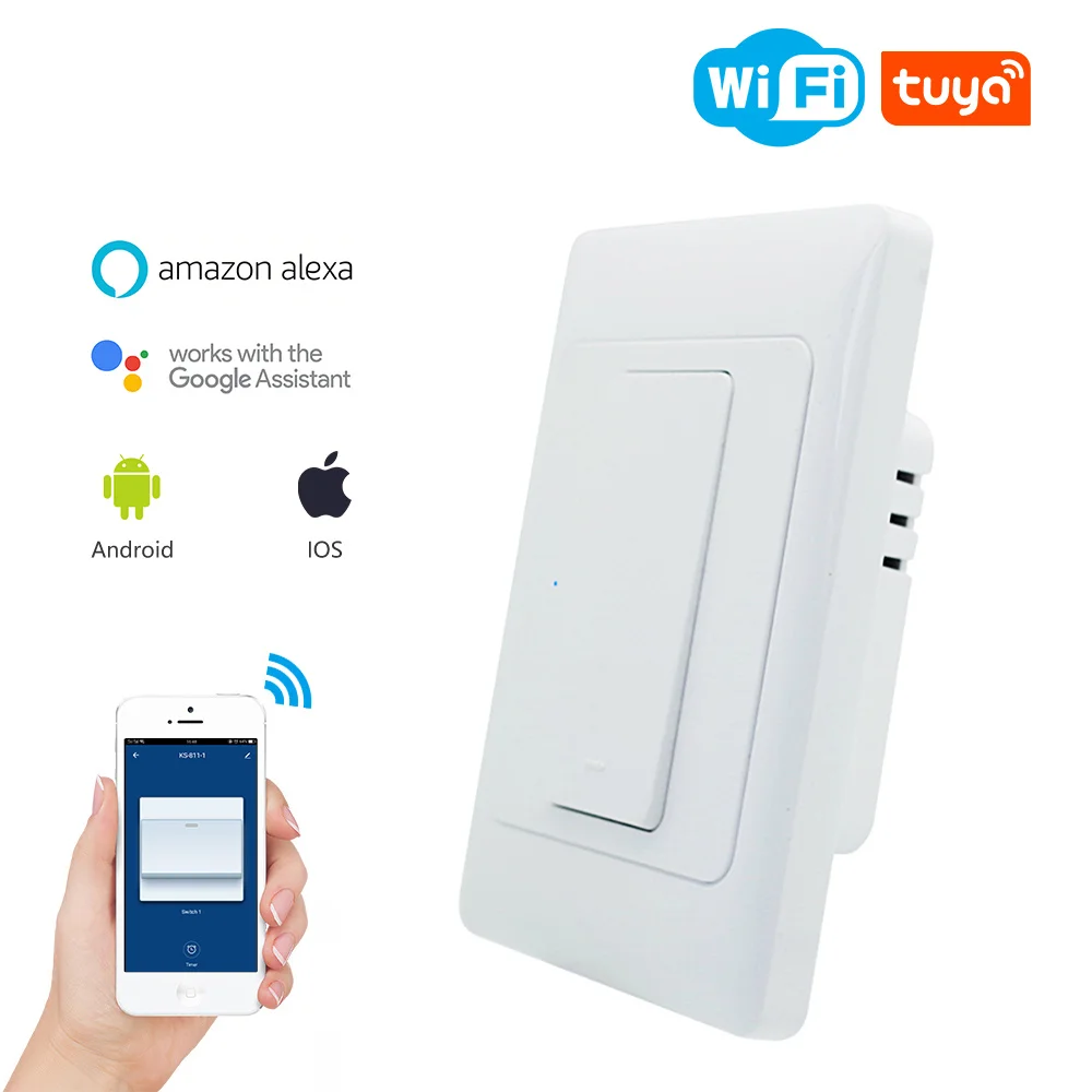 

Tuya WiFi Smart Switch US AU Standard Remote Control 1/2/3 Gang WiFi Switch Physical Wall Button for Alexa Google Home Assistant