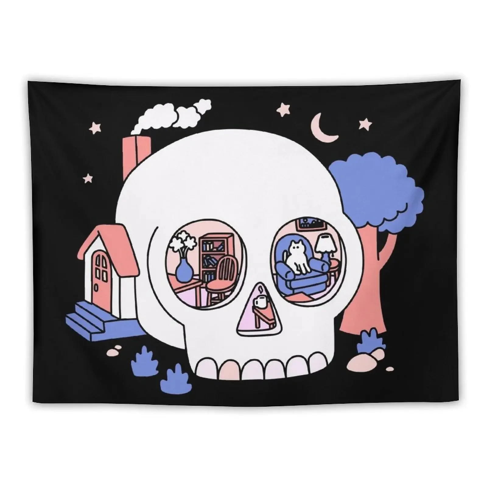 

Cozy Skull Cottage Tapestry Decoration For Home Japanese Room Decor Aesthetic Decoration Tapestry