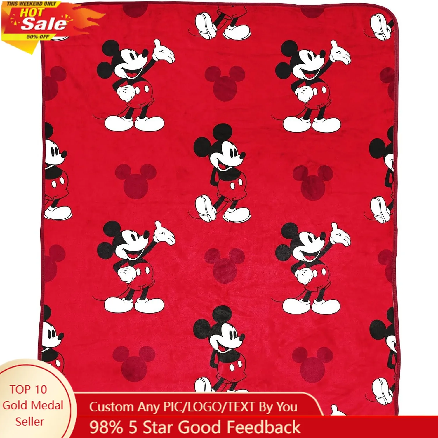 

Mickey Mouse Blankets Disney Cartoon Plush Blanket Super Soft Indoor Decoration Adult Child Holiday Party Gifts Warm Quilt