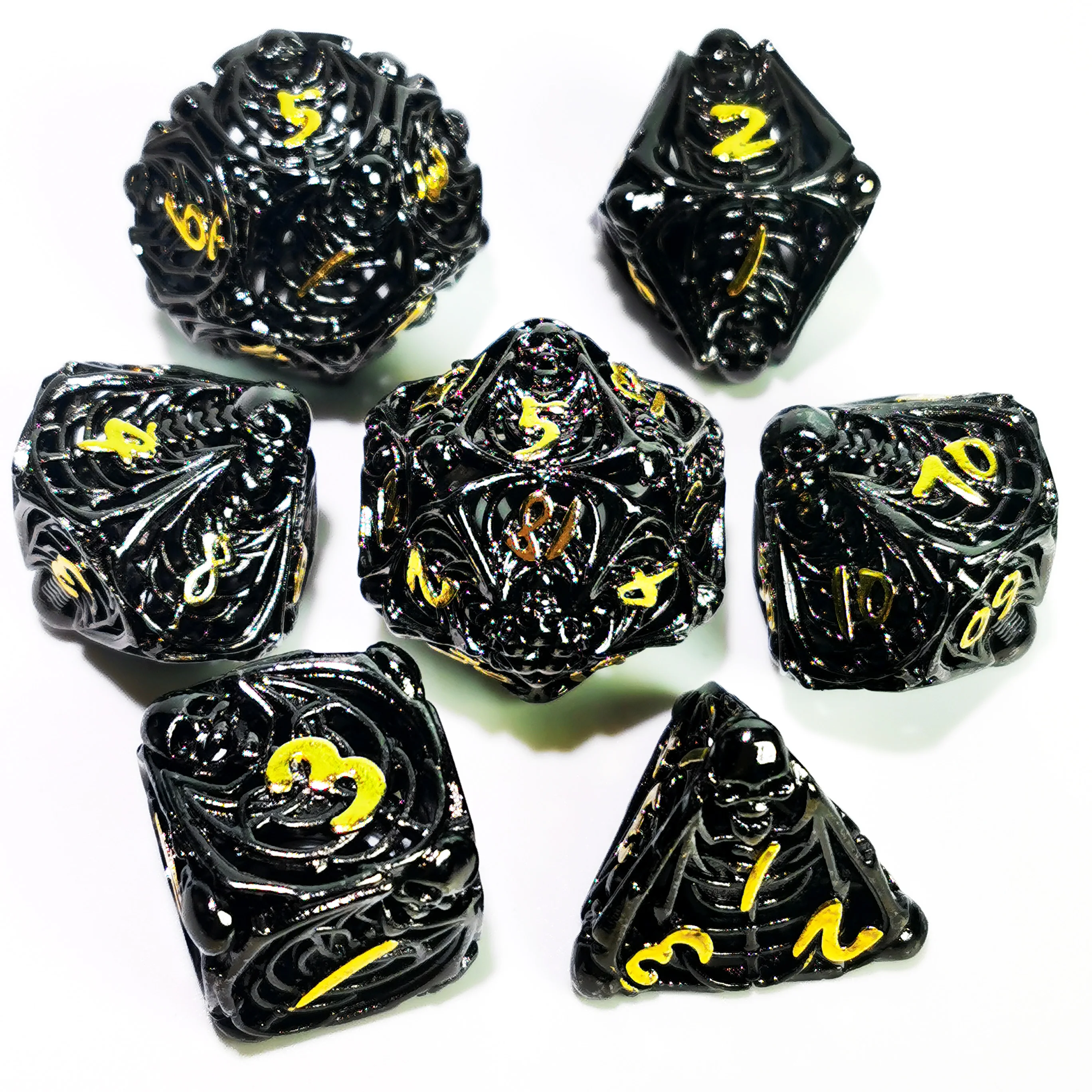 

Metal DnD Dice Set - Hollow Skull Black Zinc Alloy 7pc Polyhedral Dice for Dungeons and Dragons RPG Games