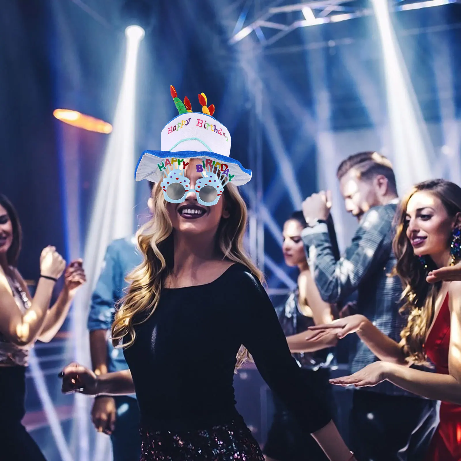 

1Set Birthday Hat and Glasses Cake Design Funny Party Props Photo Booth Decorations Novelty Sunglasses Happy Birthday