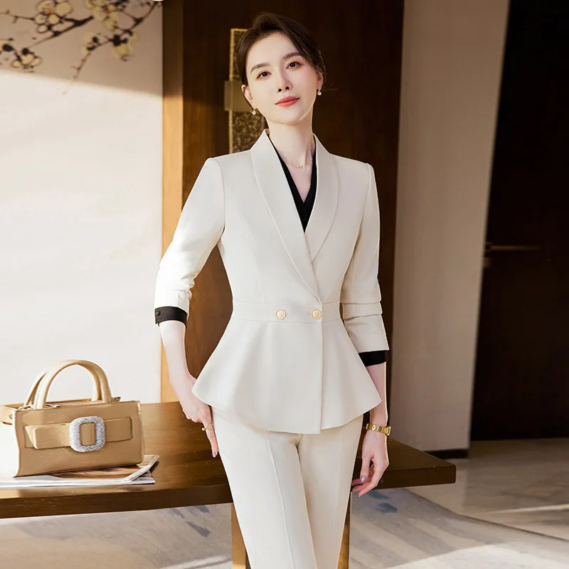 Plus Size 5XL Formal Women Business Work Wear Pantsuits Uniform Designs Blazers Women Professional Work Wear Career Outfits