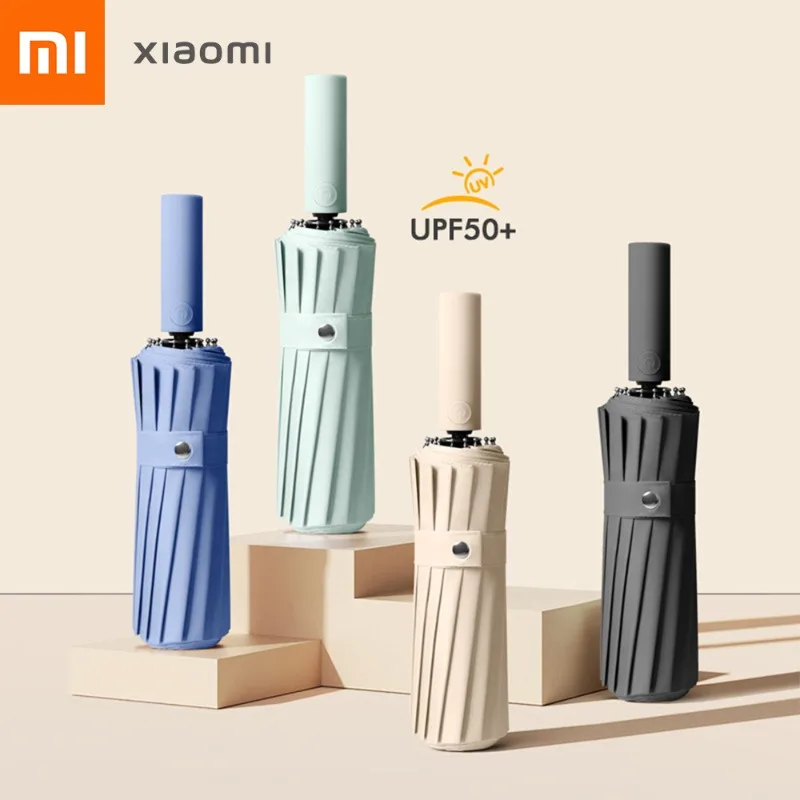 Xiaomi Umbrella Upgrade 16 Ribs Windproof Double Layer Resistant Fully Automatic UV Parasol Sun Rain Dual Use Large Umbrellas