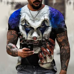 Horror Style Clown Pattern Men's T-Shirts Summer Short Sleeve Oversize 3D Print Tops 6XL Plus Size Man Clothing Loose Casual Tee