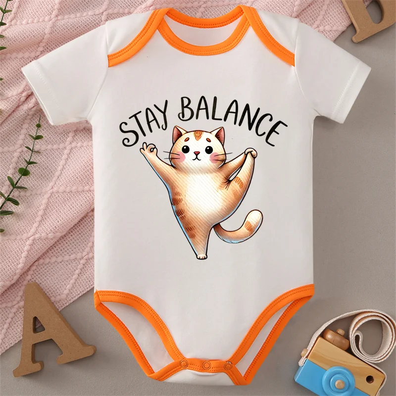 100% Cotton Onesie Yoga Life Stay Balance Print Bodysuit Comfortable Cloth for Baby Jumpsuit for 0 To 12 Months Newborn