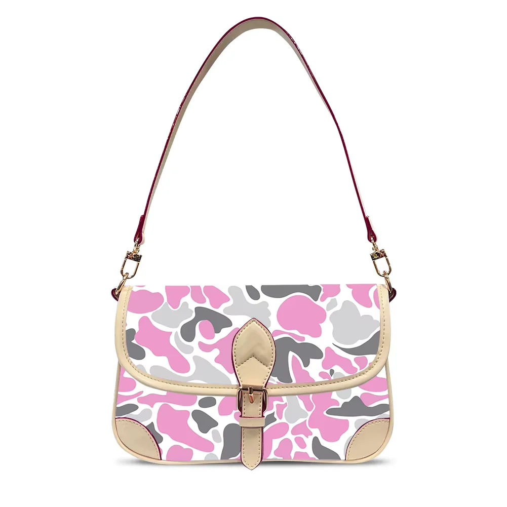 Cloud Camo Fashion Casual Daily Crossbody Handbag New Women Custom Snow CamCamo Flap Shoulder Bag PU Leather Saddle Underarm Bag