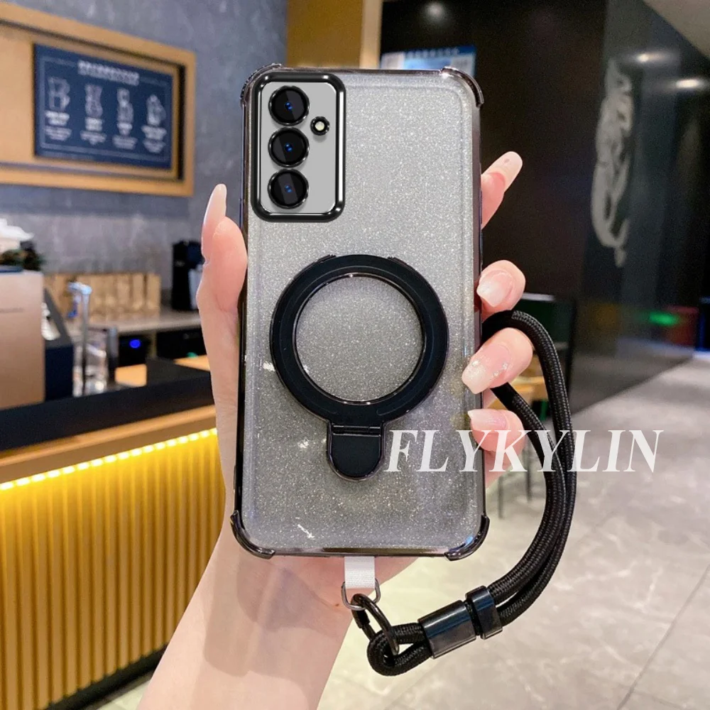 For Samsung Galaxy Note 20 Ultra Note 9 10 Plus Magnetic Bracket With Hand Hanging Rope For Anti Fall Protection And Soft Shell