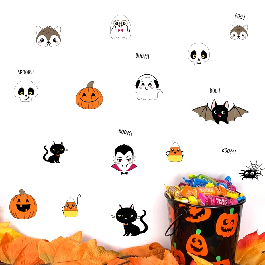 

Halloween Cartoon Cute Vampir Epumpkin Ghost Nursery Self-adhesive Wall Stickers for Kids Room Baby Girls Boys Room Home Decor