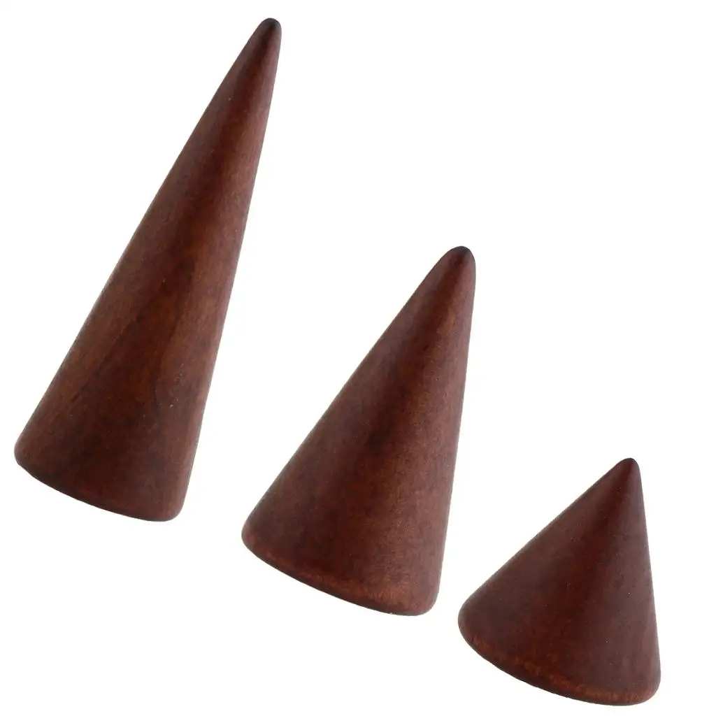 Display Rack Wooden Cone 3 Size to cm/1.2 Inch, 5cm/1.9inch, 8cm/ 3 Inch