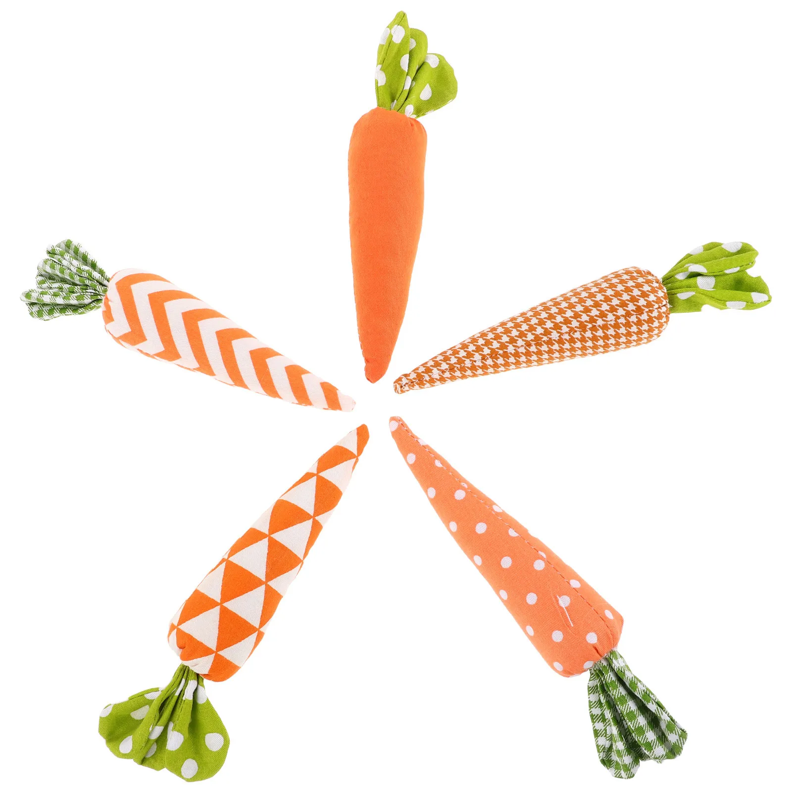 

5pcs Fabric Bunny Vegetable Plaid Print Stuffed Home Tray Easter Ornaments For Tree Ornament Faux Vegetable Party Tree Garnish