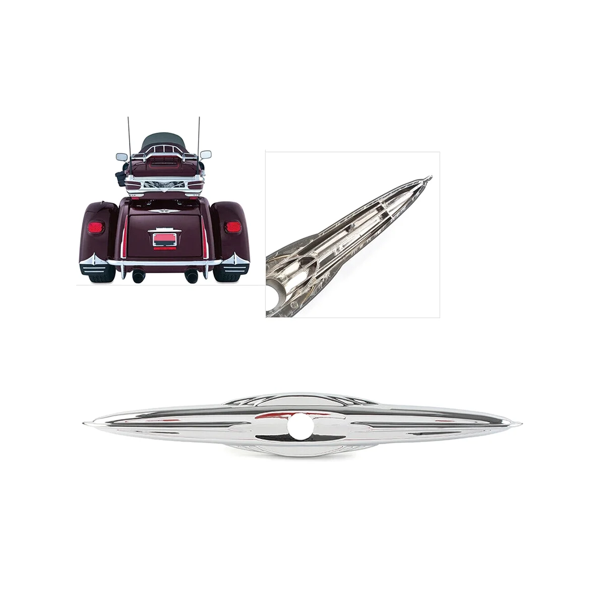 

Chrome Rear Trunk Latch Accent Trim for Harley Street Tri Glide Trike FLHXXX