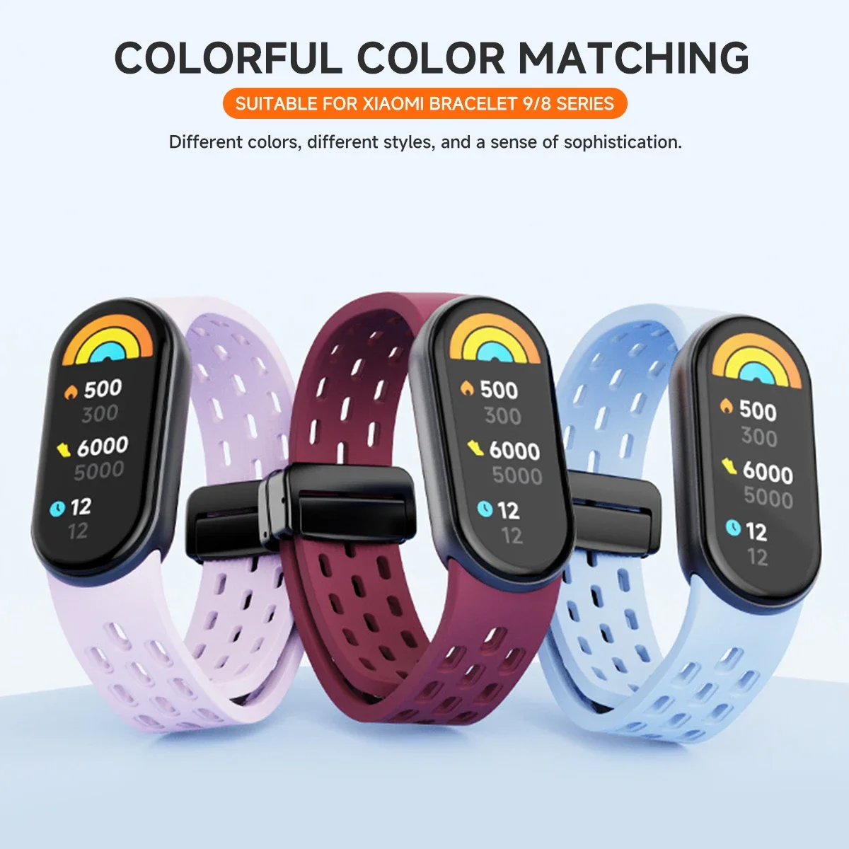 HEISS: Für Xiaomi Band 8 9 Silikon-Uhrenarmband, Magnetisches Atmungsaktives Smartwatch-Ersatzarmband für Xiaomi MiBand 10 – Detail 6