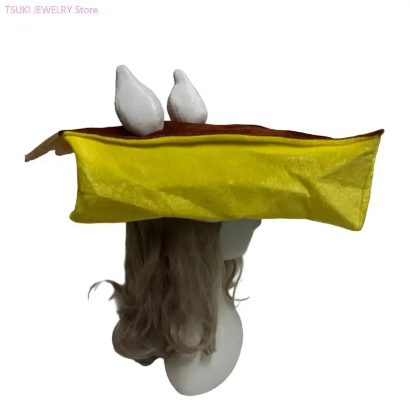 62KE Pumpkin Pie Design Hat Costume Props With Cream Detail For Halloween Fall Festival Adult Role Playing Photo Dressingup