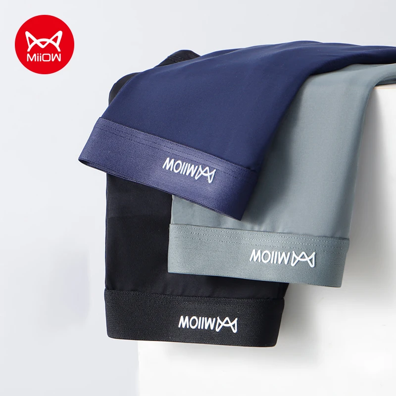 

MiiOW 3Pcs Summer Thin Ice Silk Men Boxershorts Graphene Antibacterial Man Underwear Breathable Cool Men's Boxershorts