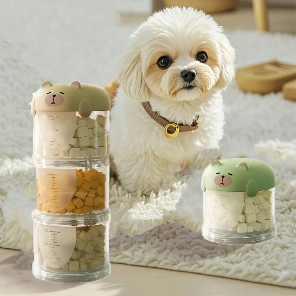 Convenient Plastic Multi-Layer Cat Food Box Moisture-Proof Cute Dog Snacks Storage Box Sealed Pet Food Packing Box Outdoor