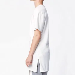 MRMT 2025 Brand New Men's T Shirt Basic Round Neck T-Shirt For Male Loose Cotton Short Sleeve Tops Extended Bottom Split Tshirt