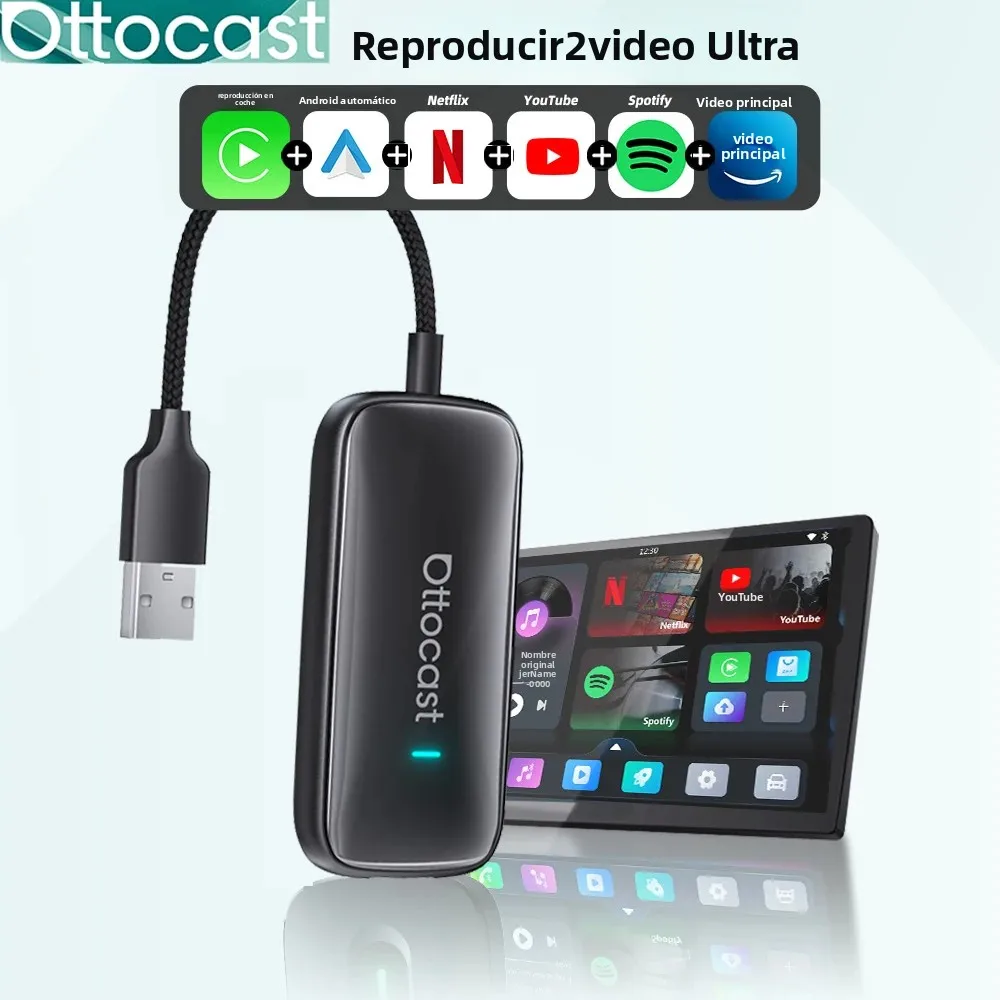 OTTOCAST Play2Video Ultra inalámbrico CarPlay Android Auto