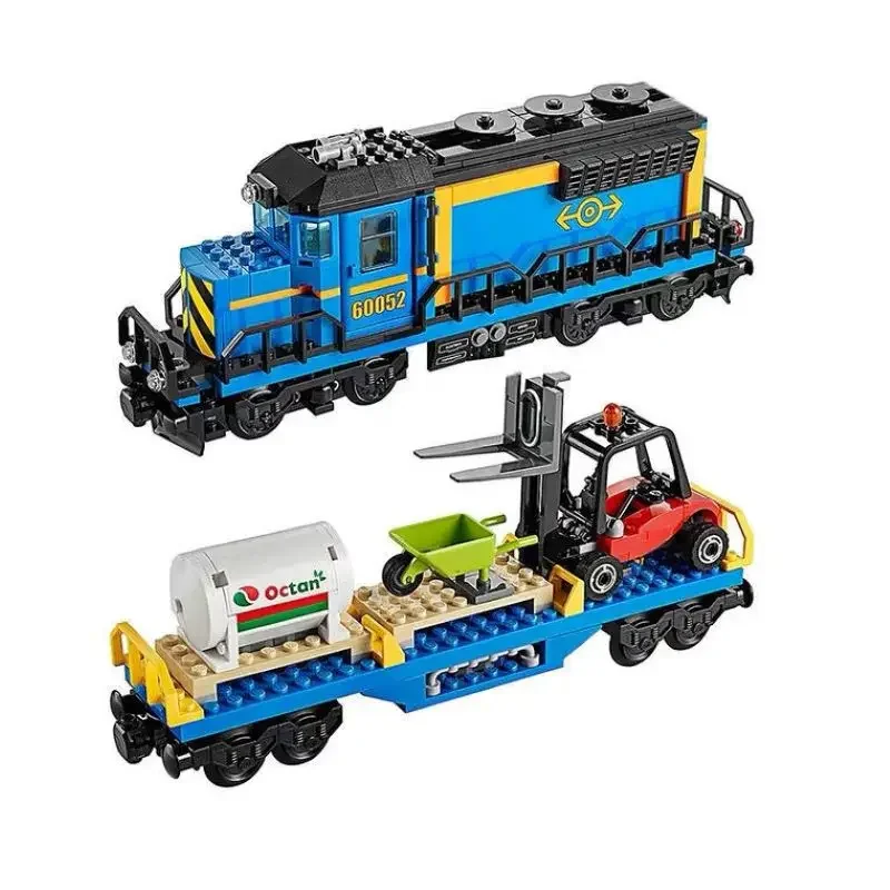 MINISO New City High Tech Retro Steam Train Cargo Technical Brick Compatible 60052 Building Blocks Toys for Adults Children Gift