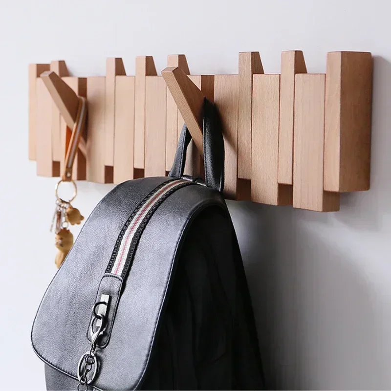 Creative Piano Key Clothes Hanger Wall Wood Living Room Bedroom Coat Hat Rack Organizers Storage Simple Clothing Wall Coat Rack