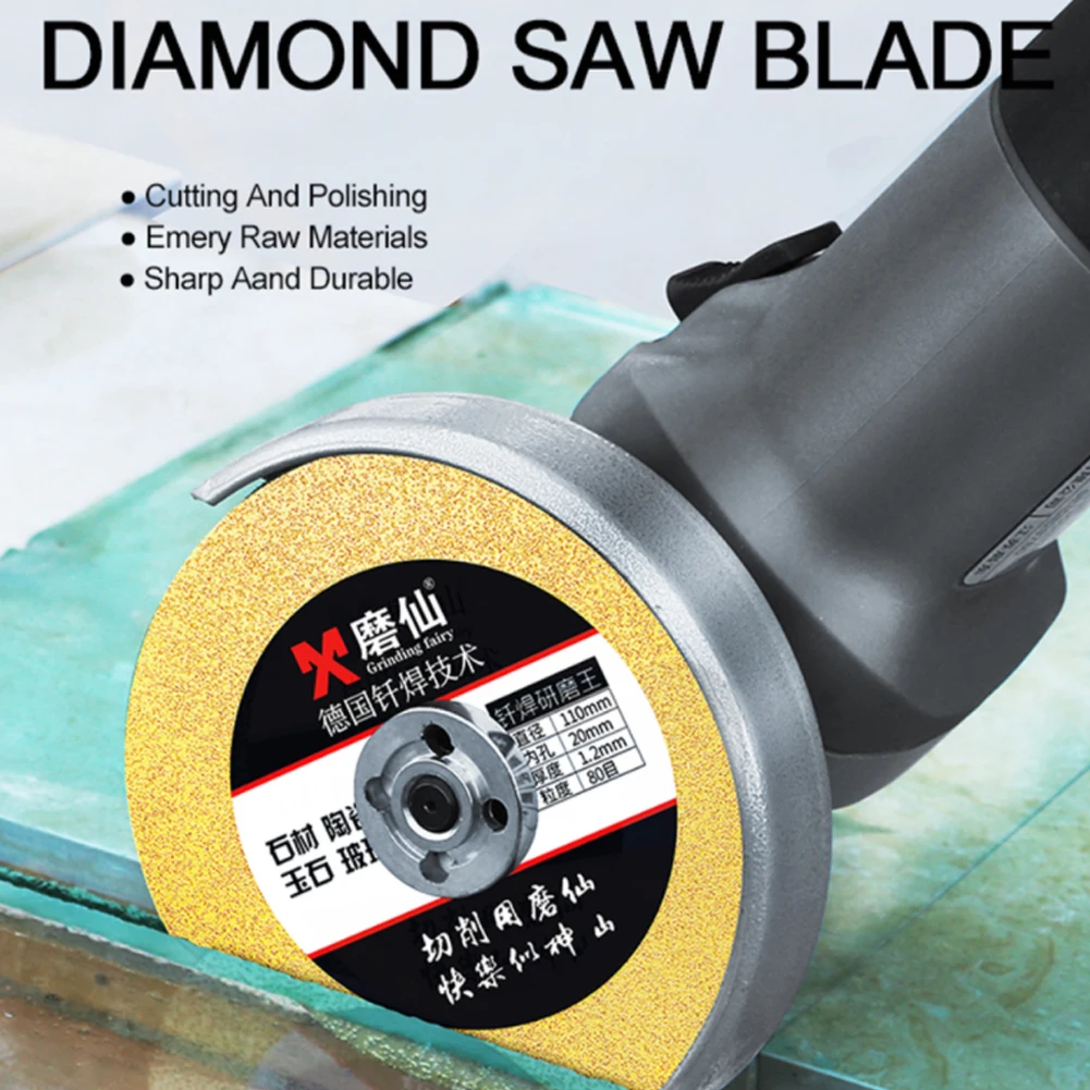 

Diamond Disc Cutting Marble Saw Blade Ceramic Ordinary Glass Tile Jade Polishing Cutting Blade Sharp Brazing Grinding Disc 110mm