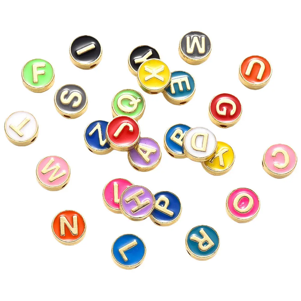 

26 шт. бусин-букв для создания украшений своими руками, разноцветные бусины из сплава для браслетов и ожерелий, креативные бусины для рукоделия