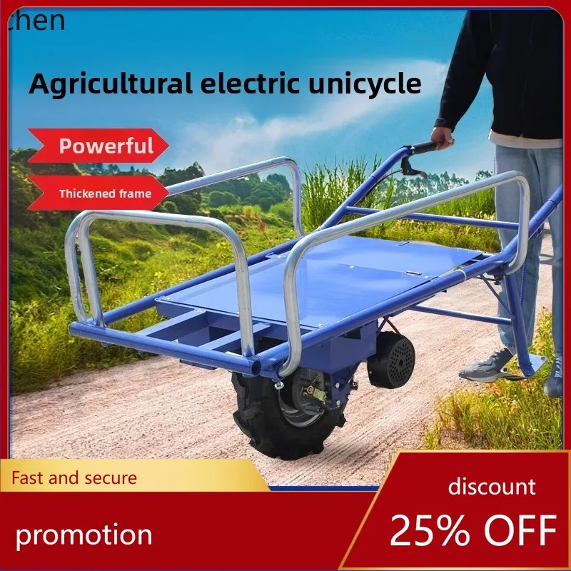 YFY Electric Unicycle Chicken Cart Small Push Cart  Single Wheel Handcart Lithium Battery Orchard  Steep Slope Transport Cart