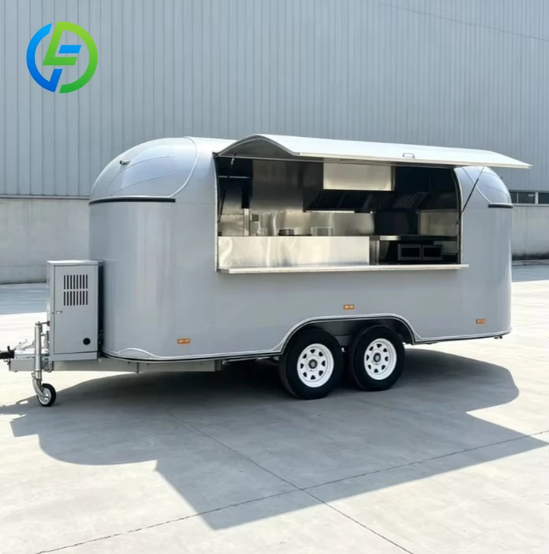 for Retro Style Food Truck Trailer Aluminum Frame Dual Tandem Axle Rust Resistant Insulated Compartments Built-in