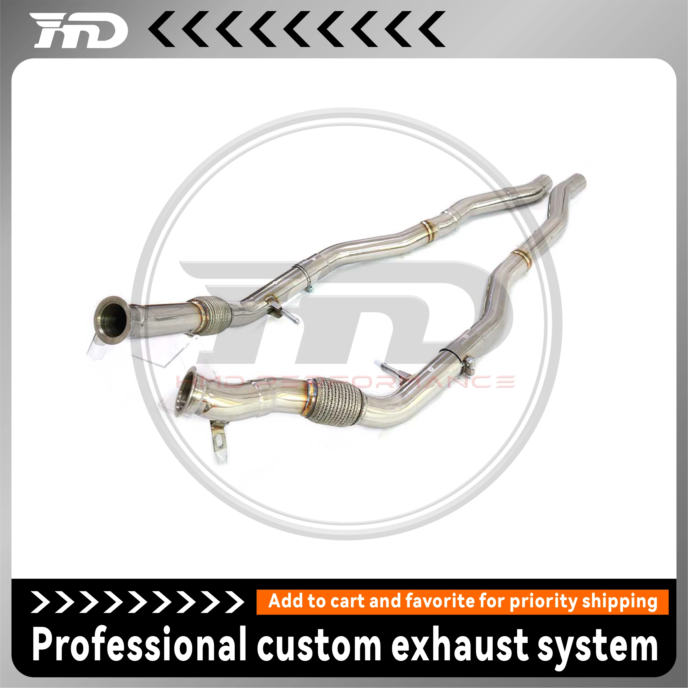 

HMD SS304 Middle Pipe for Porsche cayenne 9Y0 3.0T 2024+ Exhaust System Performance Resonant Tube