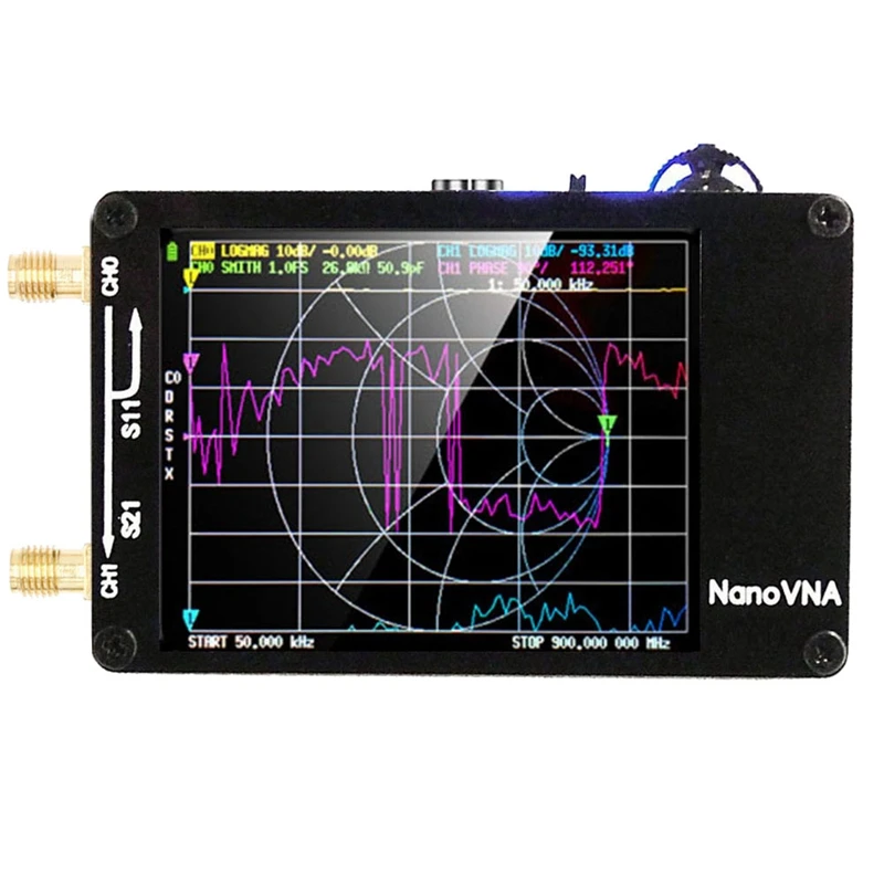 Nanovna-h – analyseur d'antenne de réseau vectoriel 10Khz-1.5Ghz, Version améliorée, MF HF VHF UHF avec fente pour carte SD