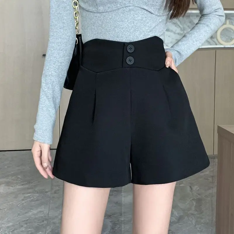 

High Waist Slimming Woolen Short Pants Women's Casual Wide Leg Boot Pants Autumn Winter New Style Outerwear Trousers