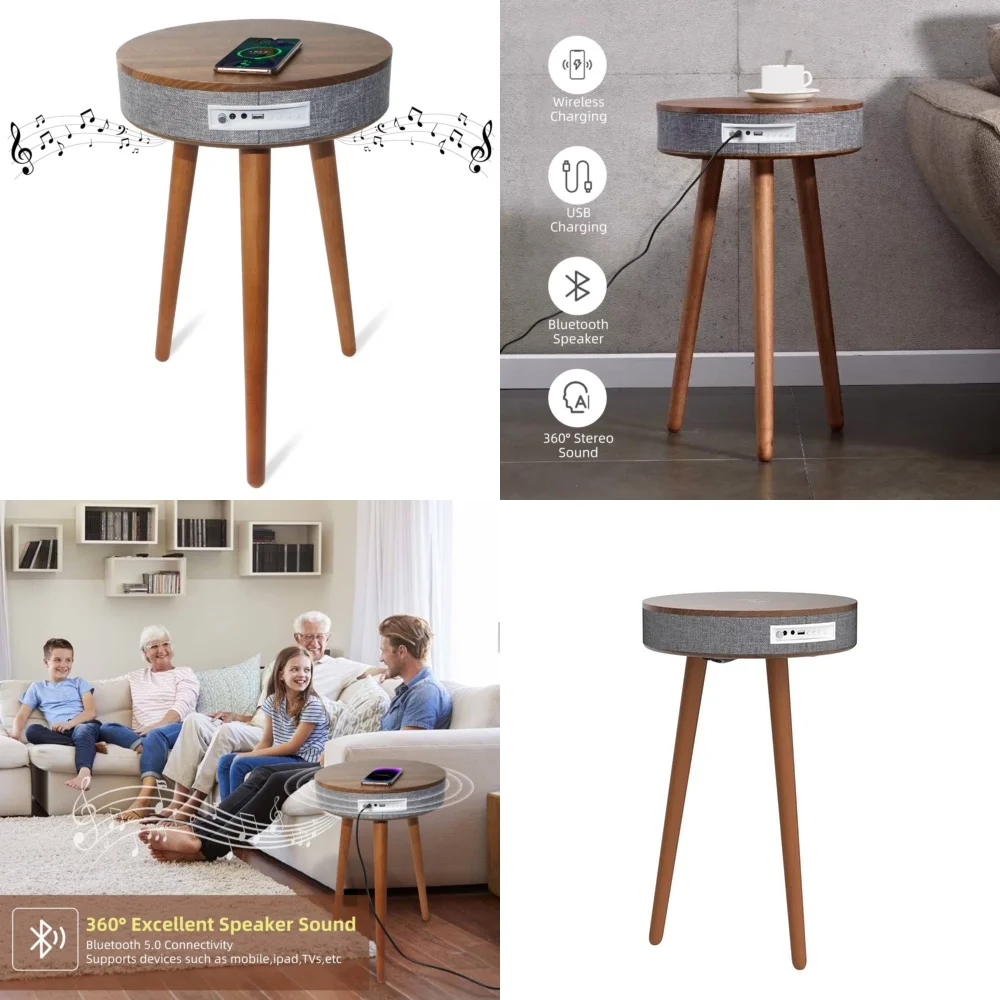 طاولة Café TablesEnd مع مكبر صوت بلوتوث وشحن لاسلكي لمساحات المعيشة الحديثة #1
