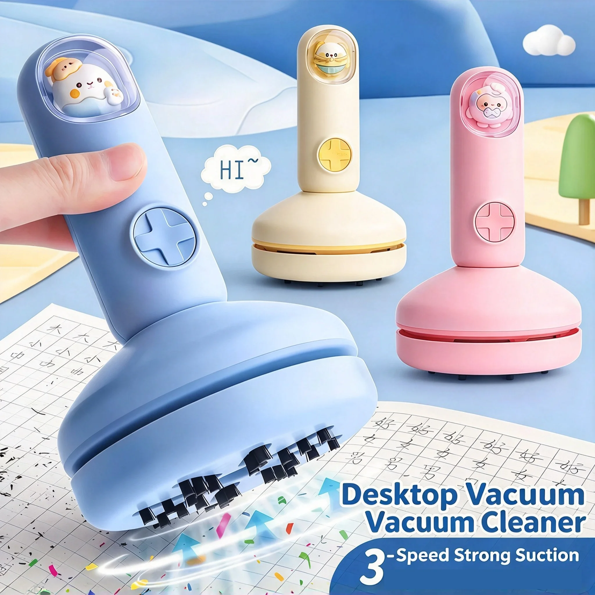 Desktop Mini Vacuum Rechargeable 3 Suction Modes Multi-purpose Great for Kids Study & Office Use