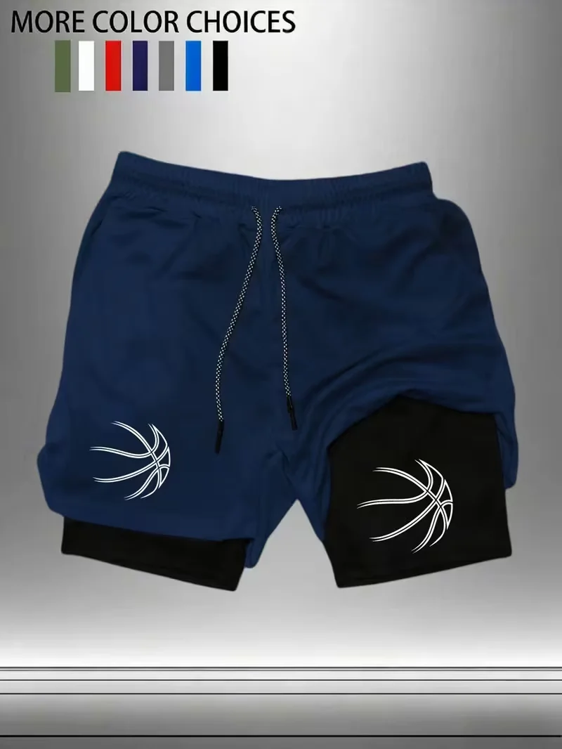 

Men's fashionable sports shorts quick drying 2-in-1 multifunctional fitness pants suitable for casual fashion outdoor gym summer
