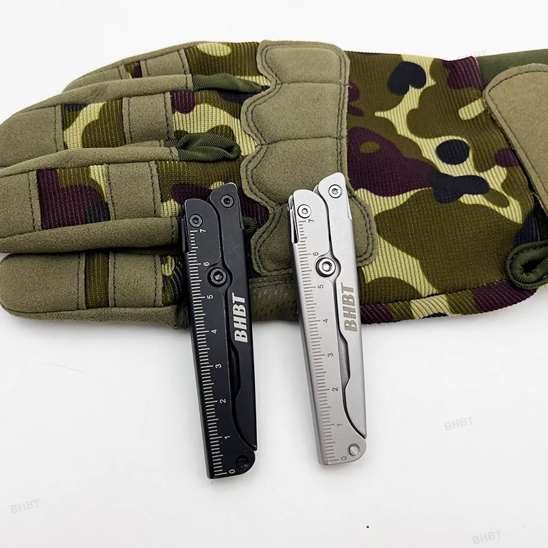 BHBT Folding Scissors Portable Home Outdoor EDC Tools Large Cutter With Back Clip Scale