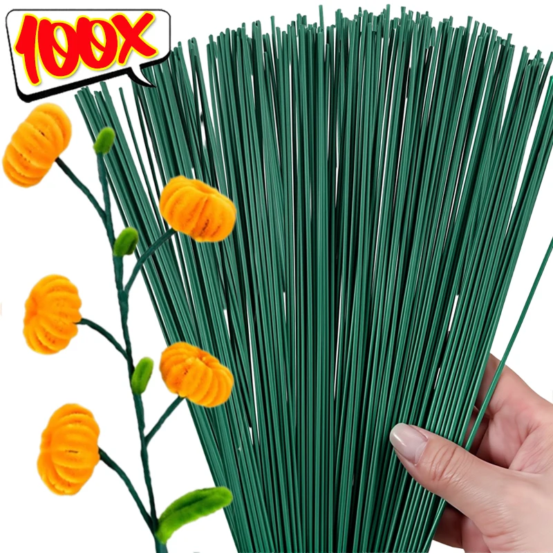 الأخضر الأزهار الجذعية سلك الزهور الاصطناعية ينبع DIY بها بنفسك باقات ترتيب زهور الورد رئيس عصا قضبان ديكورات الحفلات Carfts