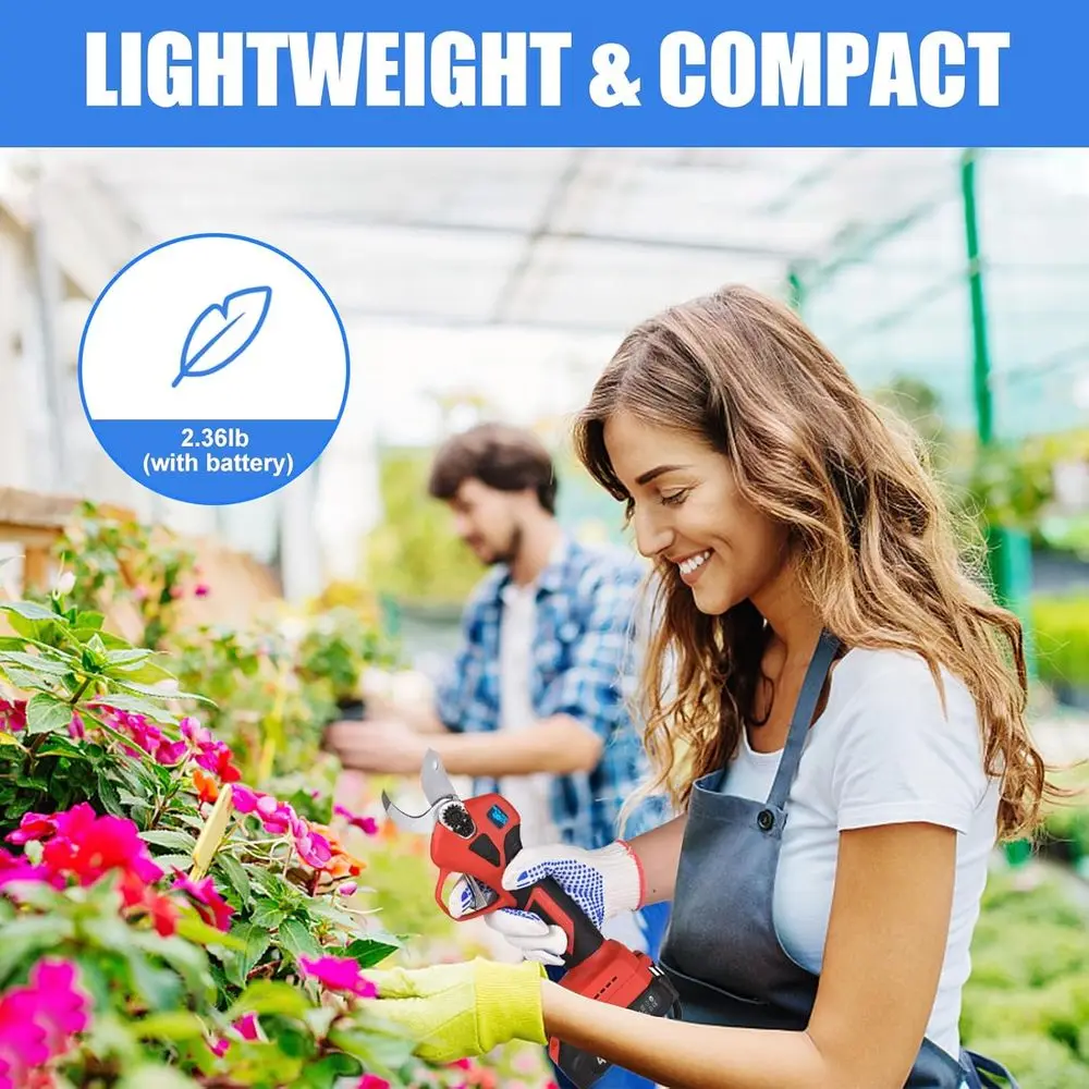 مقصات التقليم الكهربائية، مقلم الحديقة مع بطاريتين قابلتين لإعادة الشحن، قفازات بديلة ذات شفرات فولاذية، تجاوز البستنة شديدة التحمل