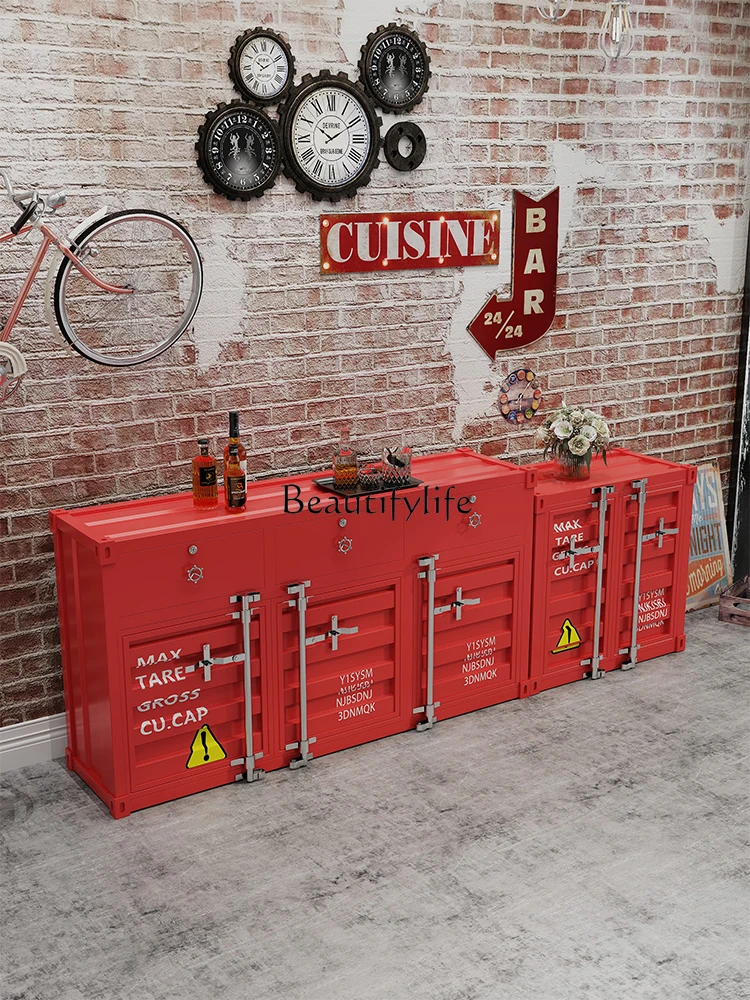 Industrial Style Container Locker Kitchen Dining Side Storage Cabinet Bar Industrial Style Tea and Wine Cabinet