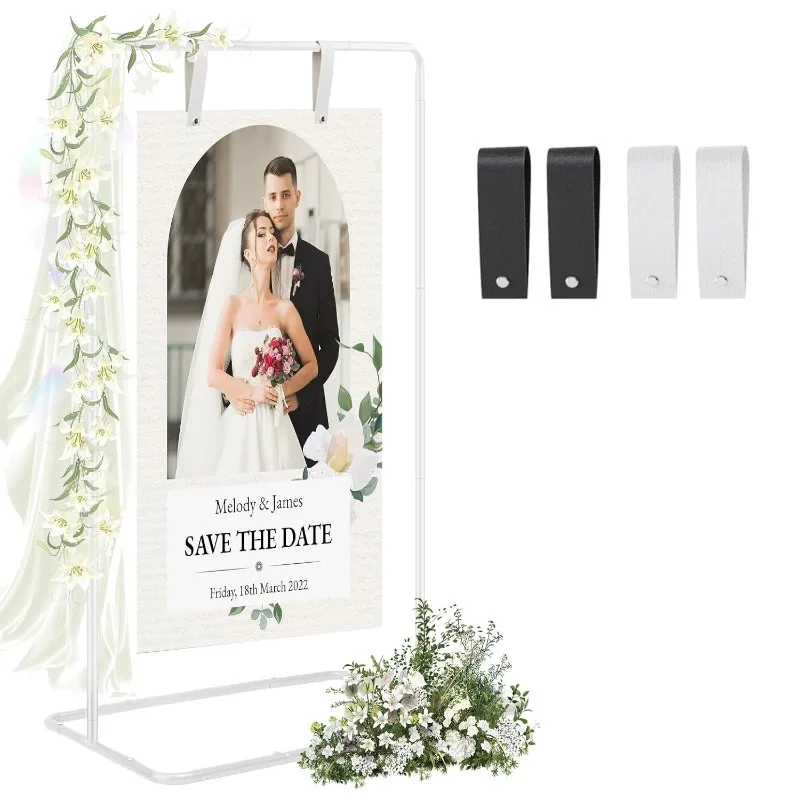 Minimalist Square Welcome Sign Stand, Detachable Metal Poster Display Holder for Wedding Entrance, Party Event Background Decor
