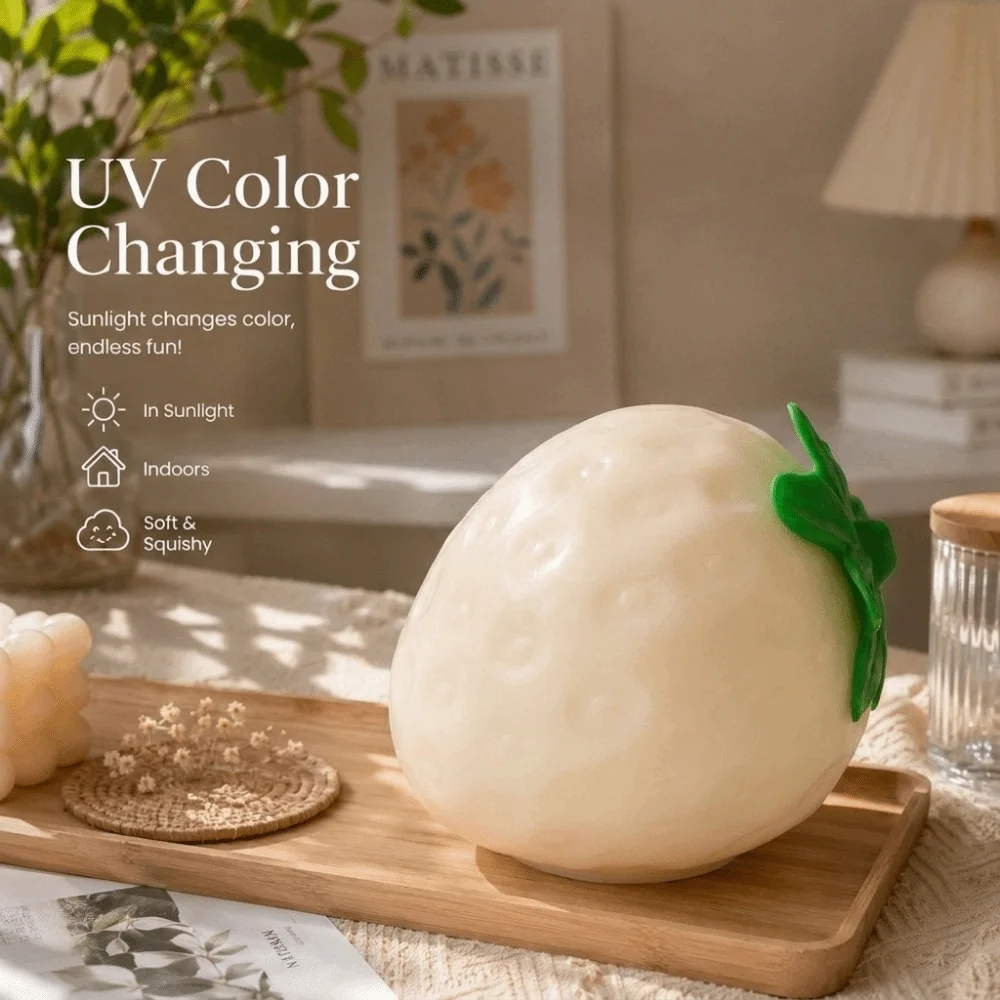 UV Light Color Changing Color Changing Strawberry Pinch Le Strawberry Soft Texture Slow Rebound Toy Simulation Fruit Slow Rising