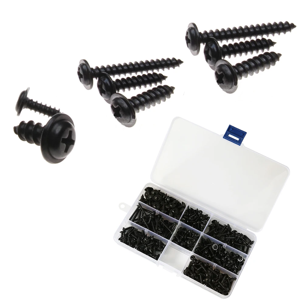 Juego de tornillos autorroscantes de acero al carbono para muebles, Kit surtido de tornillos de cabeza cruzada M3/M4/M3.5/M4.8, 340/500 piezas