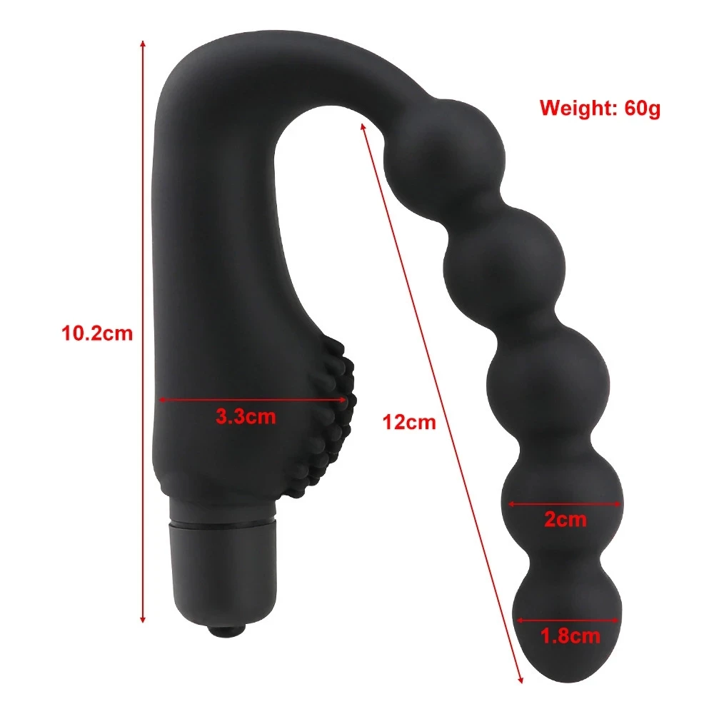 Anal Bead Vibrator Prostate Massager Anal Plug Waterproof 10 Speeds Stimulation Butt Anus Silicone Adult Sex Machine For Men