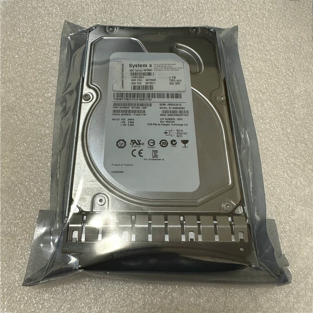 Disque dur X3650M4 M5 1 to 7.2K SAS, 3.5 pouces, pour serveur IBM 90Y8567 90Y8568 90Y8571