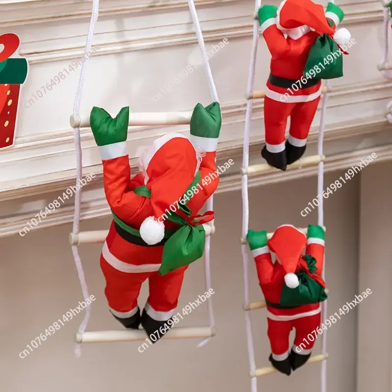 Christmas Santa Climbing Ladder Hanging Ornament for Shop Window Display and Christmas Tree Decoration 2026 New Year Gift