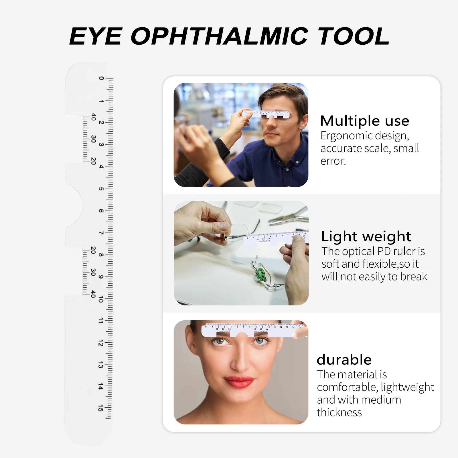 

6Pcs Pupil Distance Ruler Plastic Optical Pd Ruler Ergonomic Accurate Scale Eye Ophthalmic Tool Pupillary Distance Meter