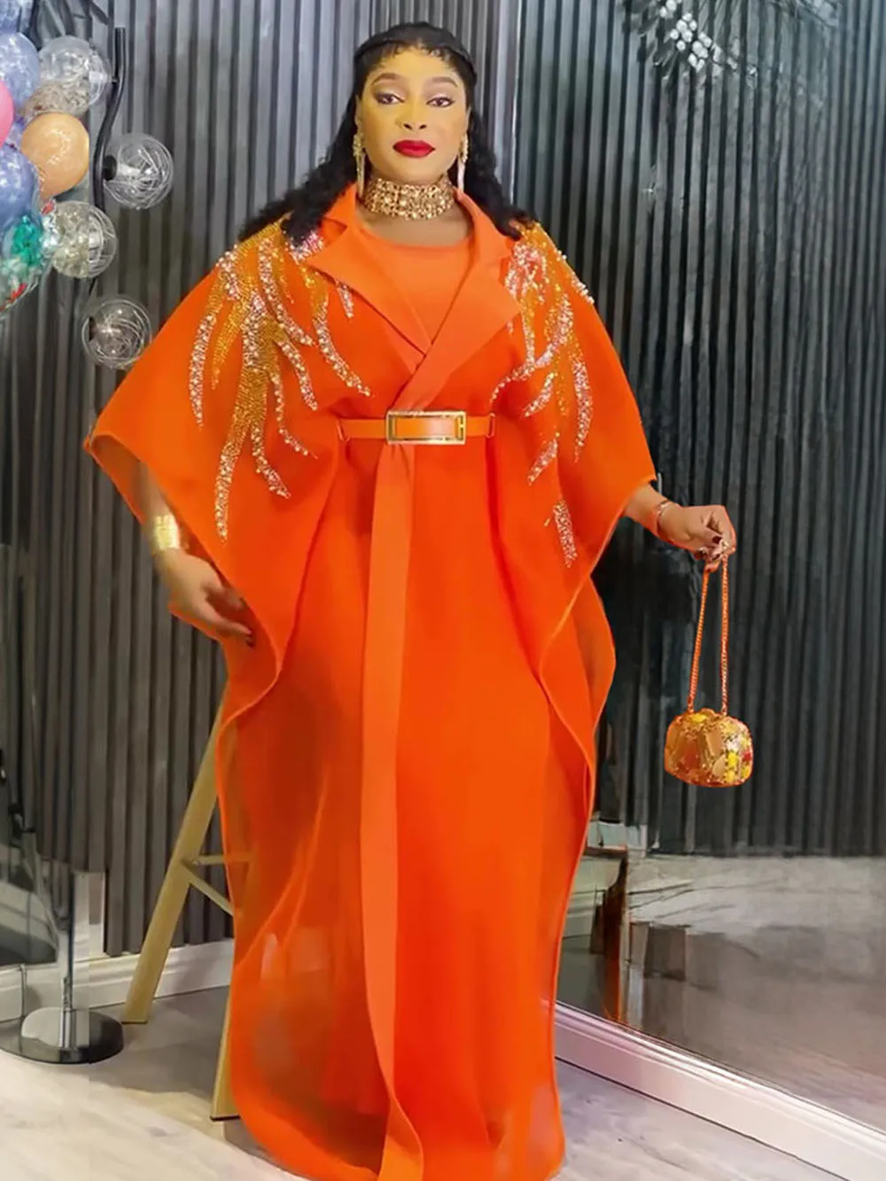 2025 جديد Sle rican مقاس كبير لون نقي طويل Dr طقم مكون من قطعتين ملابس نسائية عبر الحدود الشرق الأوسط التقليدي... #1