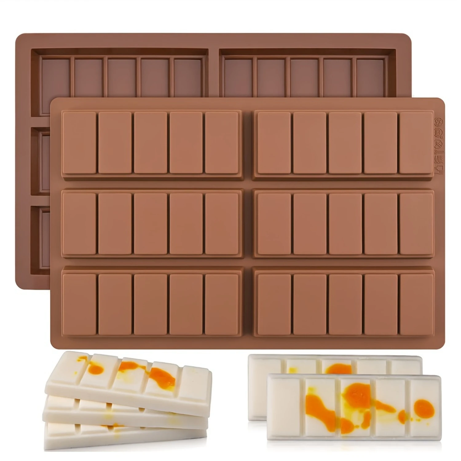 3-Piece Rectangle Chocolate  Mold Set, Silicone Flexible Baking Molds for Chocolate, Candy, Soap - Easy Release and Non-Stick Ch