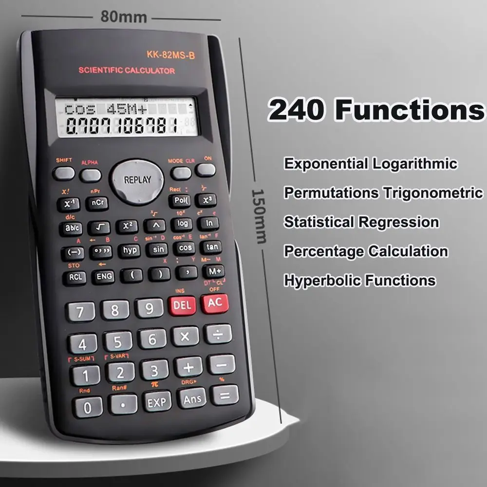 240 Functies Engineering Wetenschappelijke Calculator 2-lijn Standaardfunctie Rekenmachine Multifunctionele Bureauaccessoires